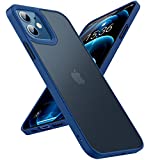 TORRAS Shockproof Compatible for iPhone 12 Case/Compatible for iPhone 12 Pro Case, [Military Grade Drop Tested] Translucent Matte Hard PC Back with Soft Silicone Edge Slim Protective Guardian, Blue