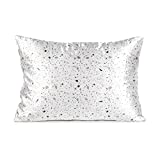 Kitsch 100% Satin Pillowcase with Zipper - Cooling Vegan Silk Soft Pillow Case Cover for Hair & Skin - Standard Queen Size, White Terrazzo (1 Pack)