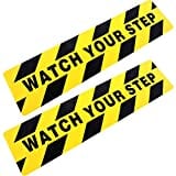 Watch Your Step Floor Decals Stickers 6 x 24 Inch Warning Sticker Adhesive Tape Anti Slip Abrasive Tape for Workplace Safety Wet Floor Caution
