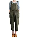 Gihuo Women's Baggy Cotton Overalls Jumpsuit with Pockets (Army Green, X-Large)
