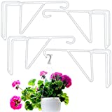 Zacool Vinyl Fence Hooks-4 Pack 5 x 10 Inches Durable White Patio Hooks Coated Steel Fence Hangers for Hanging Plants Bird Feeders,Lights,Basket,Pool Tools