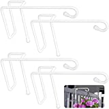 4 Pack Vinyl Fence Hooks, Patio Hangers Decorative White Powder Coated Steel Fence Hangers Suitable for Hanging Flower Baskets - Wind Chimes - Planters - Bird Feeders -Lights (4 Pack)