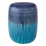 Blue Ombre Ceramic Garden Stool Indoor Outdoor Patio Decoration Side Table Accent