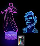 3D Harry &Styles Night Light, 2 Light Board 1 Base Anime lamp for Fans Kids Gift, Illusion LED Night Light Bedroom Decor Light-Remote Control 16 Color