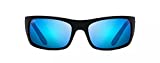 Maui Jim unisex adult Peahi Sunglasses, Black Matte Rubber/Blue Hawaii Polarized, Large US