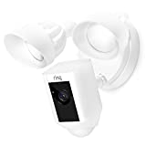 Certified Refurbished Ring Floodlight Camera Motion-Activated HD Security Cam Two-Way Talk and Siren Alarm, White, Works with Alexa