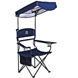 Coastrail Outdoor Canopy Camping Chair Multi-Position Adjustable Folding Shade Chair SPF 50+ Sun Protection with Cup Holder & Storage Pockets, Portable Design for Beach, Camping, Patio