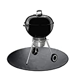 Round Ember Mat for Under Grill Fire Pit, Fire Pits Mat for Deck, Flame Retardant Heat Resistant BBQ Gas Grill Air Fryer Protective Mat for Patio Lawn Ground Outdoor Campsite Firepfoof Pad Black (36")