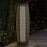 Grand Patio Outdoor Solar Powered Resin Wicker Floor Lamp, Outdoor Weather-Resistant Deck Light, for Garden or Porch (Dark Gray)