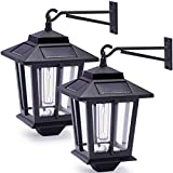PASAMIC 2 Pack Solar Wall Lanterns with 4 Solar Panels, Dusk to Dawn Led Outdoor Wall Sconce , Anti-Rust Waterproof Wall Lanterns Aluminum, 3000K Warm White, Matte Black Powder Coat + UV Protection