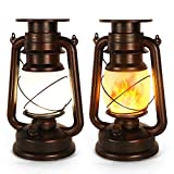 Solar Lantern Outdoor, Flickering Flame LED Vintage Hanging Lantern Outdoor, Solar Powered, Auto On/Off Waterproof Lights for Garden, Patio, Yard