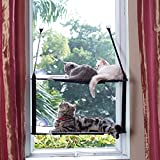 LIFIS Cat Window Perch Cat Hammock for Window Stable Metal Frames Up to 55lb Double Layers Bed Can Be Installed on Small Window Soft Mats Kitty Sunny Seat (Cat Face)