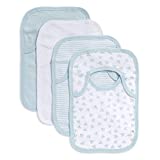 Burt's Bees Baby - Bibs, 4-Pack Lap-Shoulder Drool Cloths, 100% Organic Cotton with Absorbent Terry Towel Backing (Sky Blue)