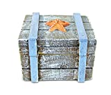 CoTa Global Pacific Wooden Jewelry Box - Handcrafted Nautical Trinket with Orange Starfish and Rope Decorations, Accent Tabletop Home Decor, Beach Sea Shell Jewelry Storage Organizer - 3.25 Inches