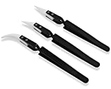 Bonsicoky 3Pcs Precision Reverse Ceramic Tweezers, Black High-Temperature Resistant Stainless Steel Tweezers with Ceramic Straight and Curved Tips Cross Lock Soldering Tool