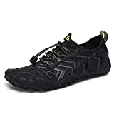 UBFEN Mens Womens Water Shoes Aqua Shoes Swim Shoes Beach Sports Quick Dry Barefoot for Boating Fishing Diving Surfing with Drainage Driving Yoga Size 7.5 Women / 6.5 Men A Black