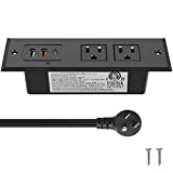 CCCEI Recessed Power Strip with 20W USB C Port, Fast Charging USB A Port Desk Outlet, Furniture Hidden Charging Station for Side Table, End Table, with 6FT 45 Degree Flat Plug Extension Cord.