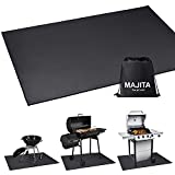 MAJITA Under Grill Mat 42 30 Inch for Outdoor Charcoal, Flat Top, Smokers, Gas Grills.Oil-Proof and Water-Proof BBQ Fireproof Mat Protects Deck Grass, Indoor Fireplace Mat Fire Pit Mat