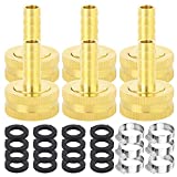ERGAOBOY 6 Pcs 3/8 Barb To 3/4 Female GHT Thread Swivel Brass Garden Hose Pipe Connector With Clamps,Fit For Garden Hose Repair