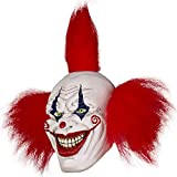 Halloween Evil Laughing Saw Clown Adult Mask Costume Creepy Killer Joker with Red Hair Cosplay Huanted House Props