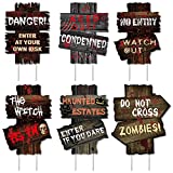 Lapogy Halloween Decorations Yard Signs Stakes Props,6 PCS Halloween Decor Warning Signs Scary Zombie Vampire Graves Party Supplies 13.5" X 10" Theme Party Yard Decor for Indoor and Outdoor,Yard,Lawn