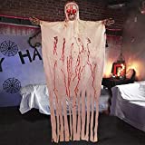 BNUZEIYI Scary Halloween Decorations Outdoor 67.7in Halloween Ghost Hanging Decoration Screaming Ghost Skull Halloween Skeleton Haunted House Prop Creepy Home Yard Party Outside Indoor Decor