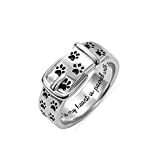 AILIN Dog Paw Print Collar Rememberance Name Ring Pet Lover 925 Sterling Silver Dog Love Ring for Girls Women with Gift Box