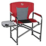 TIMBER RIDGE Lightweight Outdoor Camping Chair, Portable Directors Chair with Side Table for Camping, Lawn, Picnic and Fishing, Supports 300lbs (Red)