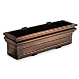 H Potter Window Planter Box Copper Flower Outdoor Plant Container for Windows Attach to House Deck Balcony Long Rectangular Shape 30 Inch GAR513