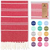 Pamuklu Cloud Turkish Beach Towels and Mats - Pure Cotton, Oversized Sand Proof Soft Towel, Quick Dry Travel Camping Blanket, Extra Large Body Wrap Bath Towel Set Hand Towels for Bathroom (Red)