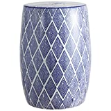 Jonathan Y TBL1019A Moroccan Diamonds 18" Ceramic Drum Garden Stool, Blue/White
