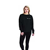 Champion womens Powerblend Crew, Left Chest Script Sweatshirt, Black-y08160, Small US