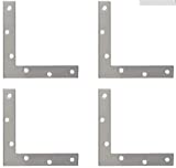 Alise Stainless Steel"L" Brackets Flat Shape Repair Mending Plate Joining Support Brace 150mm x 150mm,4 Pcs Brushed Steel