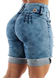 Moda Xpress Women Juniors High Waist Butt Lifting Distressed Bermuda Shorts 10259N