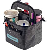 Portable Drink Carrier and Reusable Coffee Cup Holder On-The-go by Haushaeger - Foldable Insulated Travel Beverage Tote Bag with Handle for Delivery - Thick (Dark Gray)