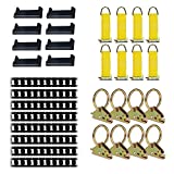 E-Track Tie-Down KIT! 8 Powder-Coated 5' Horizontal E Track Rails, 8 End Caps, 8 Rope Tie-Offs, 8 O Rings | Trailer Accessories, Cargo Securement