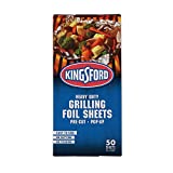 Kingsford Heavy Duty Pop-Up Grilling Foil Sheets, 50 Count | Pre-Cut Aluminum Foil Sheets | Individual Foil Sheets for Easy Use | No Cutting or Tearing Necessary