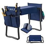 Garden Kneeler Seat and Bench Heavy Duty (Hold 330lbs-150kg), Upgraded Thicker & Wider Soft Detachable Kneeling Pad, Garden Kneeler & Stool with 2 Tool Pouches, Garden Gift for Women & Men, Navy Blue