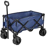 JOVNO Multipurpose Large Capacity Collapsible Wagon Cart Heavy Duty Beach Wagons with Big Wheels for Sand, Folding Utility Wagon Beach Cart for Garden, Outdoor, Camping and Picnic (Navy)