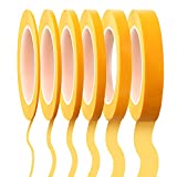 6 Rolls Fine Line Tape 1/16, 7/10, 1/8, 1/4, 1/2 and 3/4 Inch x 52 Yard, Fineline Masking Tape, Painters Automotive Masking Tape for DIY Car Auto Paint Art (Yellow)