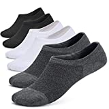 Leotruny Womens 6 Pairs Bamboo Mesh Design Low Cut Non Slip No Show Socks (C05-Black/White/Dark Grey, Women Shoe Size: 9.5-12)