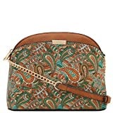 Paisley Print Small Dome Crossbody with Chain Strap (Tan/Tan)