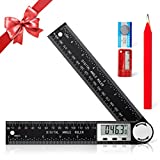 Digital Angle Finder Protractor, 2 in 1 Angle Finder Ruler with 7inch/200mm, Angle Measuring Tool for Woodworking/Carpenter/Construction/DIY Measurement Tools (2 Batteries Included)