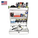 Pit Posse 445 Trailer Door Cabinet Organizer Senior Work Station Storage - Made in USA - Flip Out Work Tray Spring Loaded Paper Towel Tensioner Aluminum Garage Bike Trailer Shop 25 x 6 x 30 (Silver)