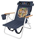 Margaritaville Folding Chair with Wireless Speakers, Beach Chair with Waterproof Wireless Speakers, 5 Hour Playback Time, 20 Foot Bluetooth Range, Cup Holder, Backpack, Padded Head and Neck Rest