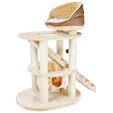 TRIXIE Elsa Senior Cat Tower with Scratching Posts, Hammock, Stairs, Top Platform Bed, Dangling Pom-Pom Beige