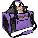 Qlfyuu Dog Carriers for Small Dogs,Cat Carriers for Medium Cats Small Cats,Pet Carrier Airline Approved,Collapsible Cat Travel Carrier of 15 Lbs,TSA Approved Pet Carrier for Cats Dogs Puppy ,Purple