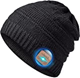 Bluetooth Hat Beanie, Mens Gifts, Wireless Bluetooth V5.0 Winter Hat Built-in HD Stereo Speakers & Microphone with Rechargeable USB Mens Gift for Outdoor Sports Black