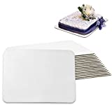 [17 Pack] 14x10 Inch White Corrugated Cake Board - Laminated Rectangular Quarter Sheet, Scalloped Cardboard Base, Pizza, Desserts and Pastries Food Trays, Grease Proof and Moisture Resistant