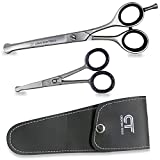 CT Pet Cat Dog Grooming Scissors Kit  6 & 4.5 inch Hair Cutting Scissors Set, Stainless Steel Curved Blades with Safety Round Tips for your Beloved Pets